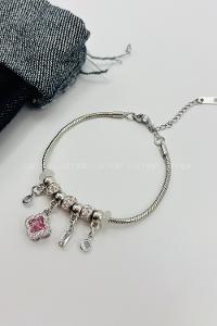 Lamelif Gümüş Yonca Charmlı Pandora Bileklik