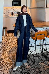 Lamelif Kot Ceket-Pantolon Takım Koyu Mavi