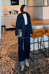 Lamelif Kot Ceket-Pantolon Takım Koyu Mavi