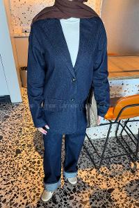 Lamelif Kot Ceket-Pantolon Takım Koyu Mavi