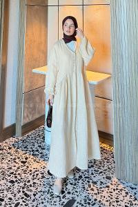 Brown With Milk V Neck Cotton Dresess