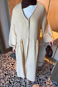 Brown With Milk V Neck Cotton Dresess