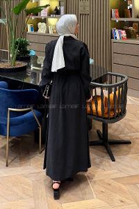 Black Shirt Collar Cotton Lycra Dresess