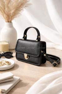 Lamelif Velza Kilit Toka Detaylı Şık Çanta Siyah