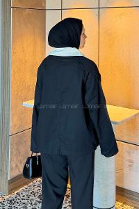 Black Shirt Collar Long Arm Cotton Jacket