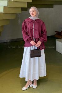 Claret Red Peter Pan Collar Long Arm Modal Shirt