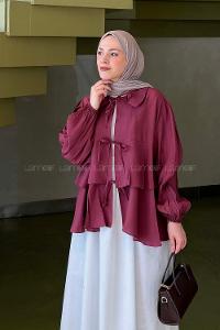 Claret Red Peter Pan Collar Long Arm Modal Shirt
