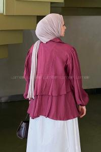 Claret Red Peter Pan Collar Long Arm Modal Shirt