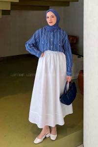 Indigo Shirt Collar Long Arm Viscose Fabric Shirt