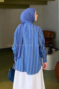 Indigo Shirt Collar Long Arm Viscose Fabric Shirt