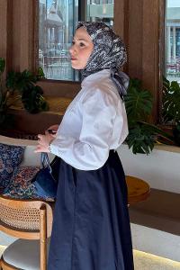 White Shirt Collar Long Arm Viscose Fabric Shirt