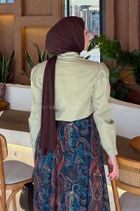 Plum Green Shirt Collar Long Arm Viscose Fabric Shirt