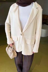 Beige Jacket Collar Long Arm Cotton Jacket