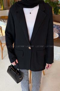 Black Jacket Collar Long Arm Cotton Jacket