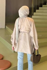 Lamelif Fular Yaka Bağlamalı Tunik Mint Yeşili