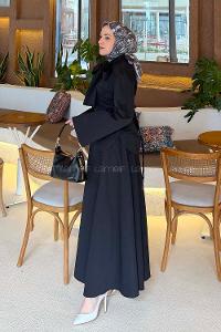 Lamelif Fular Yaka Tesettür Takım Siyah