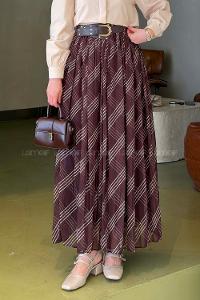 Lamelif Kemerli Şifon Etek Kahverengi