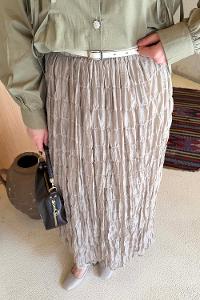 Lamelif Krinkıl Etek Bej