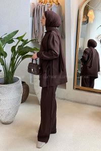 Lamelif Kruvaze Bağlamalı Takım Acı Kahve