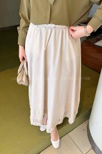 Lamelif Nakışlı Etek Bej