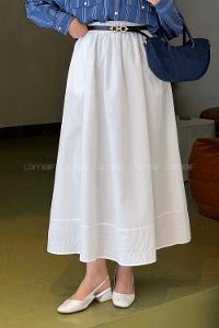 Lamelif Poplin Kumaş Tesettür Etek Beyaz