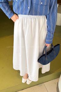 Lamelif Poplin Kumaş Tesettür Etek Beyaz