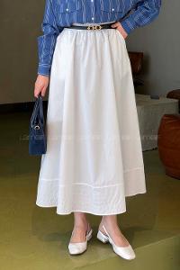 Lamelif Poplin Kumaş Tesettür Etek Beyaz