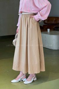 Lamelif Poplin Kumaş Tesettür Etek Sütlü Kahve