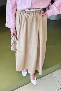 Lamelif Poplin Kumaş Tesettür Etek Sütlü Kahve