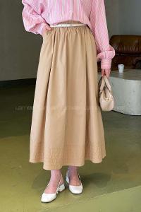 Lamelif Poplin Kumaş Tesettür Etek Sütlü Kahve