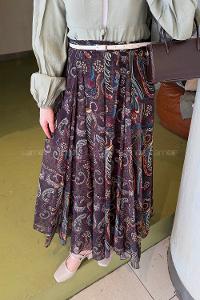 Lamelif Şifon Mevlana Etek Çokrenkli