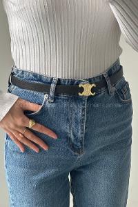 Black Buckle Skin Belt