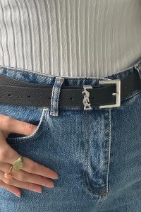 Black Buckle Skin Belt