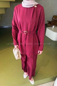 Lamelif Tensel Toka Detaylı Takım Bordo