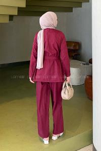 Lamelif Tensel Toka Detaylı Takım Bordo