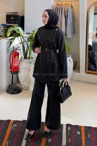 Lamelif Tensel Toka Detaylı Takım Siyah