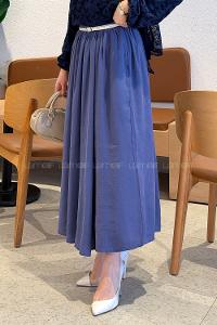 Lamelif Bel Lastikli Cep Detaylı Etek Lavanta Rengi