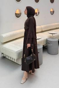 Lamelif Etekli Takım Koyu Kahverengi