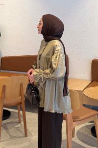 Lamelif Fırfır Detaylı Gömlek Vizonrengi