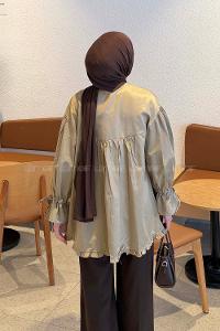 Lamelif Fırfır Detaylı Gömlek Vizonrengi