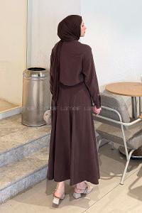 Lamelif Fular Yakalı Takım Acı Kahve