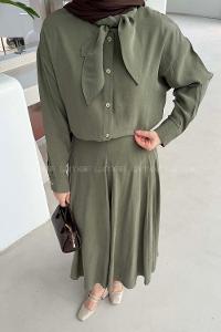 Lamelif Fular Yakalı Takım Haki