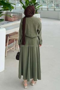 Lamelif Fular Yakalı Takım Haki