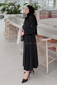 Lamelif Fular Yakalı Takım Siyah