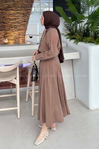 Lamelif Fular Yakalı Takım Sütlü Kahve