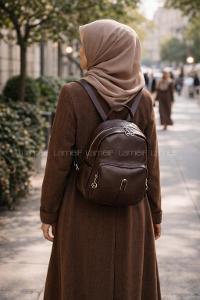 Lamelif Günlük Sırt Çantası Yumuşak Deri Acı Kahve