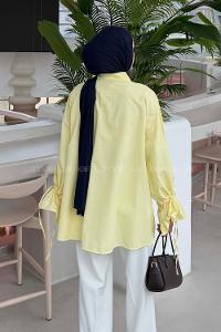 Lamelif Kol Tünel İp Detaylı Gömlek Sarı