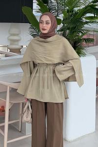 Lamelif Şallı Bluz Bej