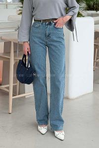 Lamelif Yüksek Bel Straight Leg Jean Açık Mavi