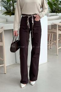 Lamelif Yüksek Bel Wide Leg Pantolon Acı Kahve